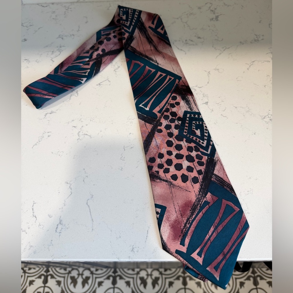 Pierre Balmain Vintage Geometric Tie 100% Italian Silk